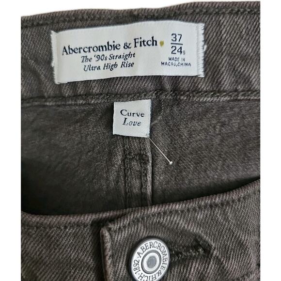 Abercrombie & Fitch ~Woman 37/24S~Brown Ultra High Rise Straight Jean Curve Love - Picture 4 of 16